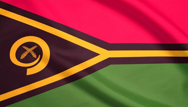 "Vanuatu flag with tusk, leaves, and Y-shape"