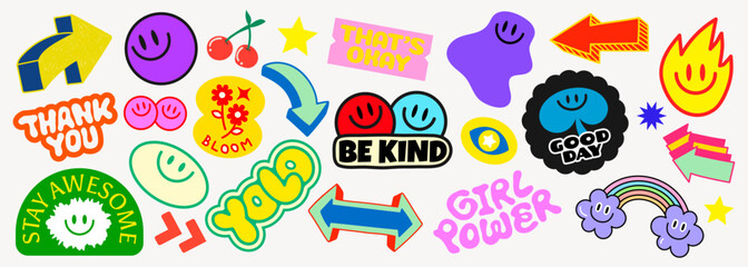 Obraz premium Colorful retro sticker collection vector