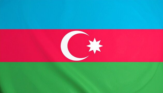 "Azerbaijan flag with crescent and eight‑pointed star"