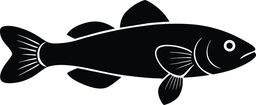 goby fish silhouette vector art illustration, black and white design