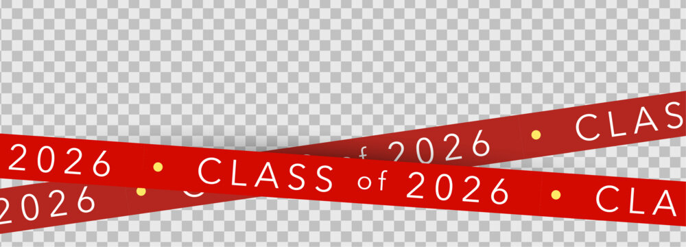 Class Off 2026 Seniour Year Graduation Red Lines. School Calendar Frame, Graduate Invitation Card Design, Congratulations Banner Template. School Grad Day Celebration Layout. Vector Illustration