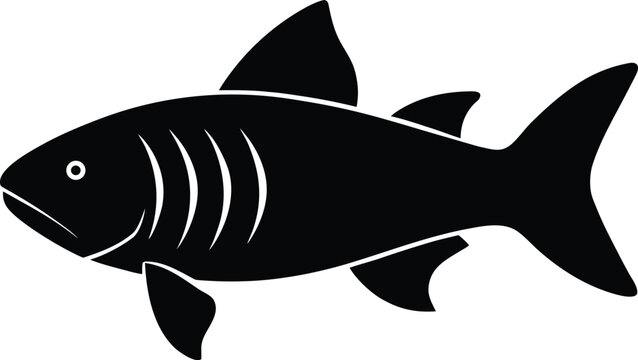 goliath tigerfish silhouette vector art illustration, black and white design