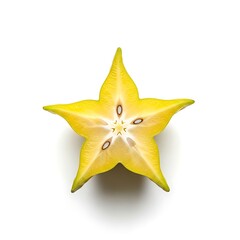 Obraz premium Yellow starfruit cut in half showing star shaped crosssection with seeds star fruit carambola Averrhoa carambola healthy food