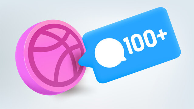 Istanbul, Turkey - March 3rd 2026 - Dribbble icon with new comments sticker