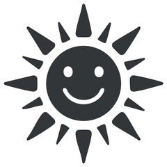Smiling Sun Icon with Rays