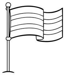 Obraz premium Black and white cartoon flag waving on a pole