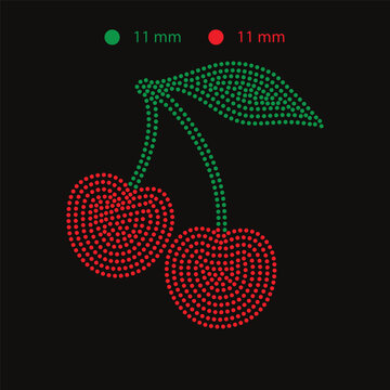 vector illustration of cherries 6mm Hotfix Rhinestone T shirt Design