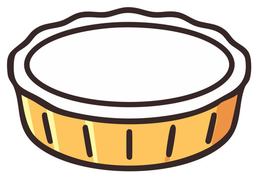 Golden empty pie crust with fluted edge simple cartoon vector illustration