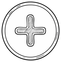 Obraz premium Stylized Plus Sign Illustration with Sketchy Lines and Circle Outline