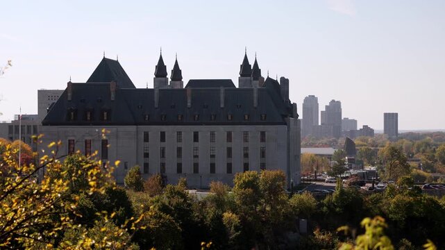 Supreme Court of Canada building in Ottawa. Cityscape in Canadian capital city in autumn season