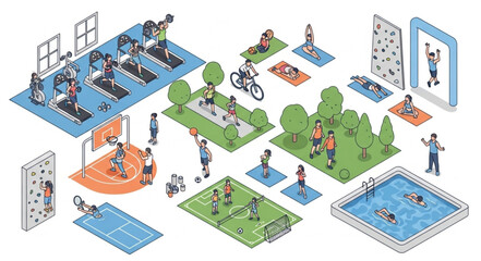 People Engaging in Various Sports Activities.