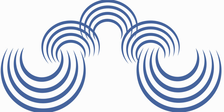 This logo features a dynamic, circular design composed of curved, parallel blue lines that form an abstract infinity or vortex-like shape