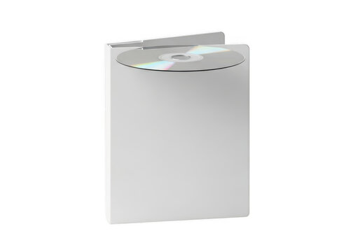 Cd disc in white sleeve packaging isolated on transparent background