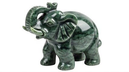 Fototapeta premium A small green jade elephant statue on transparent background