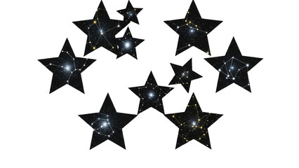 Fototapeta premium The stars shine brightly in a clear transparent background with a group of stars.