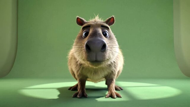 cartoon aardvark character in greenscreen studio ready for animation stock video