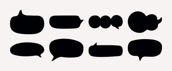 Fototapeta premium Black speech bubble silhouettes element vector set
