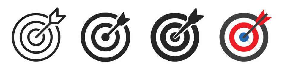 Target and arrow icons symbolizing goals and achievement in various styles