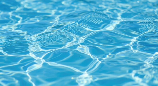 Rippling water surface in a swimming pool with sunlight reflections
