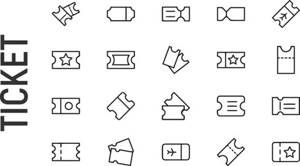 Ticket icons set for event admission and travel pass themes © NoorNiqabiQueen