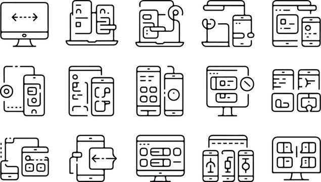 Responsive Collection Silhouette Icon Set Responsive Design Typography Silhouette Icon Pack