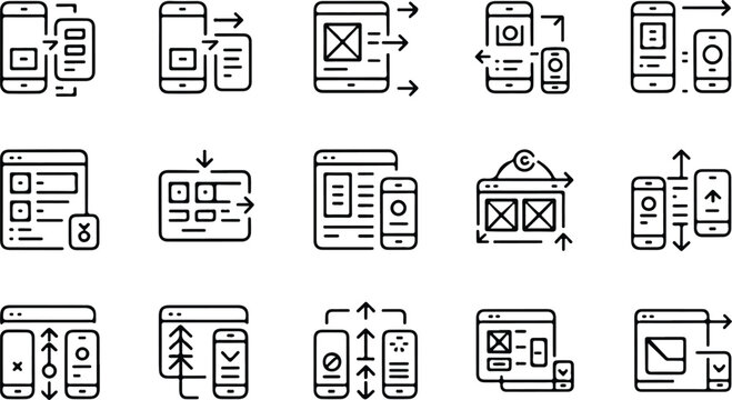 Responsive Collection Silhouette Icon Set Responsive Design Typography Silhouette Icon Pack