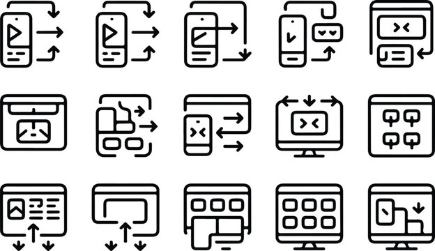 Responsive Collection Silhouette Icon Set Responsive Design Typography Silhouette Icon Pack