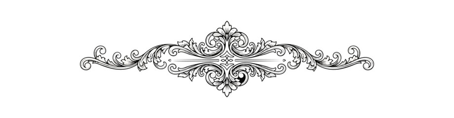 Fototapeta premium Elegant decorative scroll ornament on black background