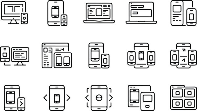 Responsive Collection Silhouette Icon Set Responsive Design Typography Silhouette Icon Pack