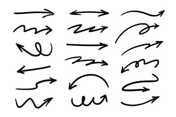 Hand-drawn arrows vector set