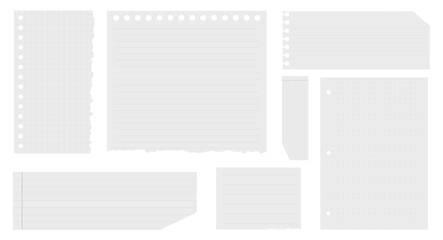 Fototapeta na wymiar Torn paper notebook sheets collection vector element