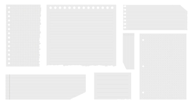 Torn paper notebook sheets collection vector element