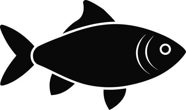 ilish silhouette vector art illustration, black and white design