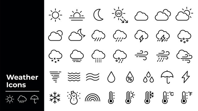 Minimalist weather icon set vector