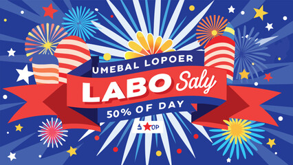 Celebratory banner for labor day with vibrant colors and festive elements Vector