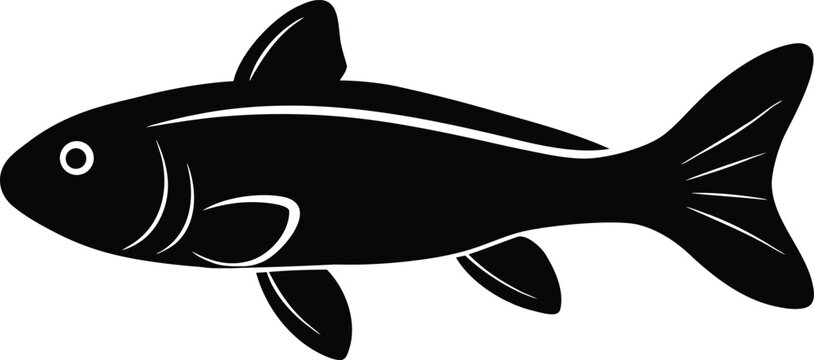 loach silhouette vector art illustration, black and white design