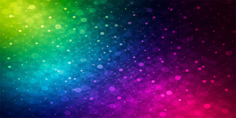 Abstract blue and colorful background design featuring bright particles and shiny glitter stars within a dark magic space night sky illustration © Hena