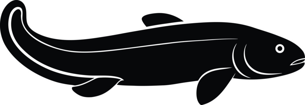 lungfish silhouette vector art illustration, black and white design