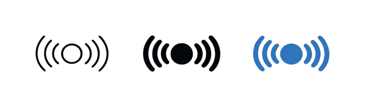 Ripple effect metaphor visualized as a symbolic broadcast mark suggesting influence spreading across a widening audience, three