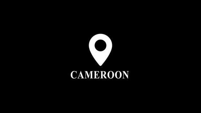 Map Marker with Cameroon Text on Black Background Location Pointer location pin symbol Africa map pointer
