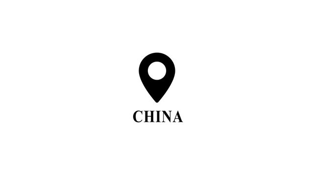 Map pin with China text location marker symbol map geography symbol navigation sign