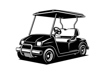 Golf Cart Utility Vehicle Vector Silhouette Isolated on White Background