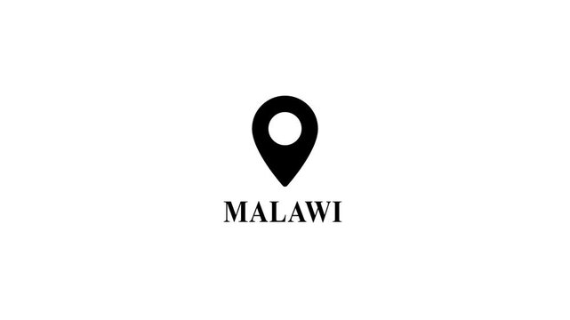 Map Marker with M A L A W I Text Black and White Location Pin Symbol Africa Country Name malawi