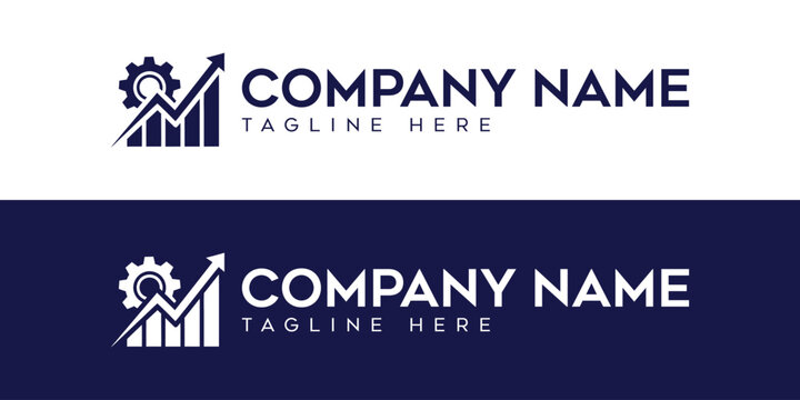 Engineering logo design with gear and arrow company brand identity