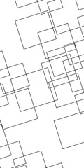 Fototapeta premium Abstract Minimalist Geometric Pattern Featuring Intersecting and Overlapping Black Linear Squares and Rectangles on a Clean White Background