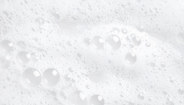Dense soapy foam texture with small and large bubbles on a transparent background for design. Concept of freshness and skin care