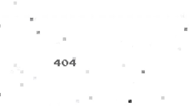 error sign 404 with flickering block  glitch pixel in white background 4k