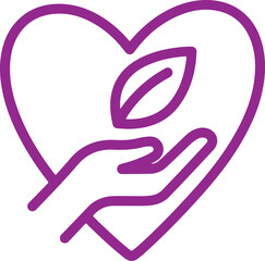 A heart-shaped drawing with a leaf inside, symbolizing love and nature. Vector, illustration