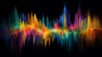 An abstract representation of sound waves transforming into colorful fluid art, showcasing the visual beauty of music