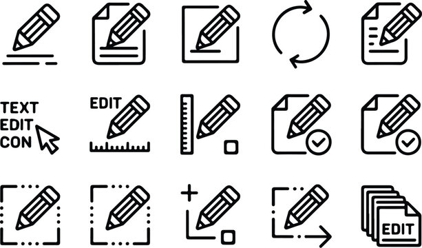 Edit Collection Silhouette Icon Set Edit Tool Typography Silhouette Icon Pack